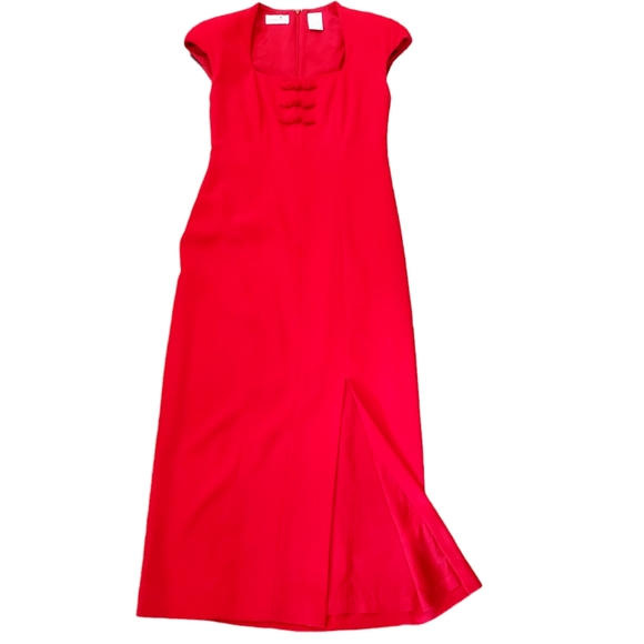 Liz Claiborne Dresses & Skirts - Liz Claiborne Midi Dress Classic Sz 10 Colorful, Square Neck  Red NWOT
